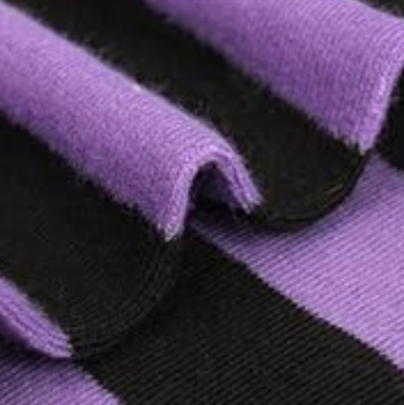Over the Knee Striped Socks Black and Purple OTK Thigh High Tights New - Picture 8 of 16